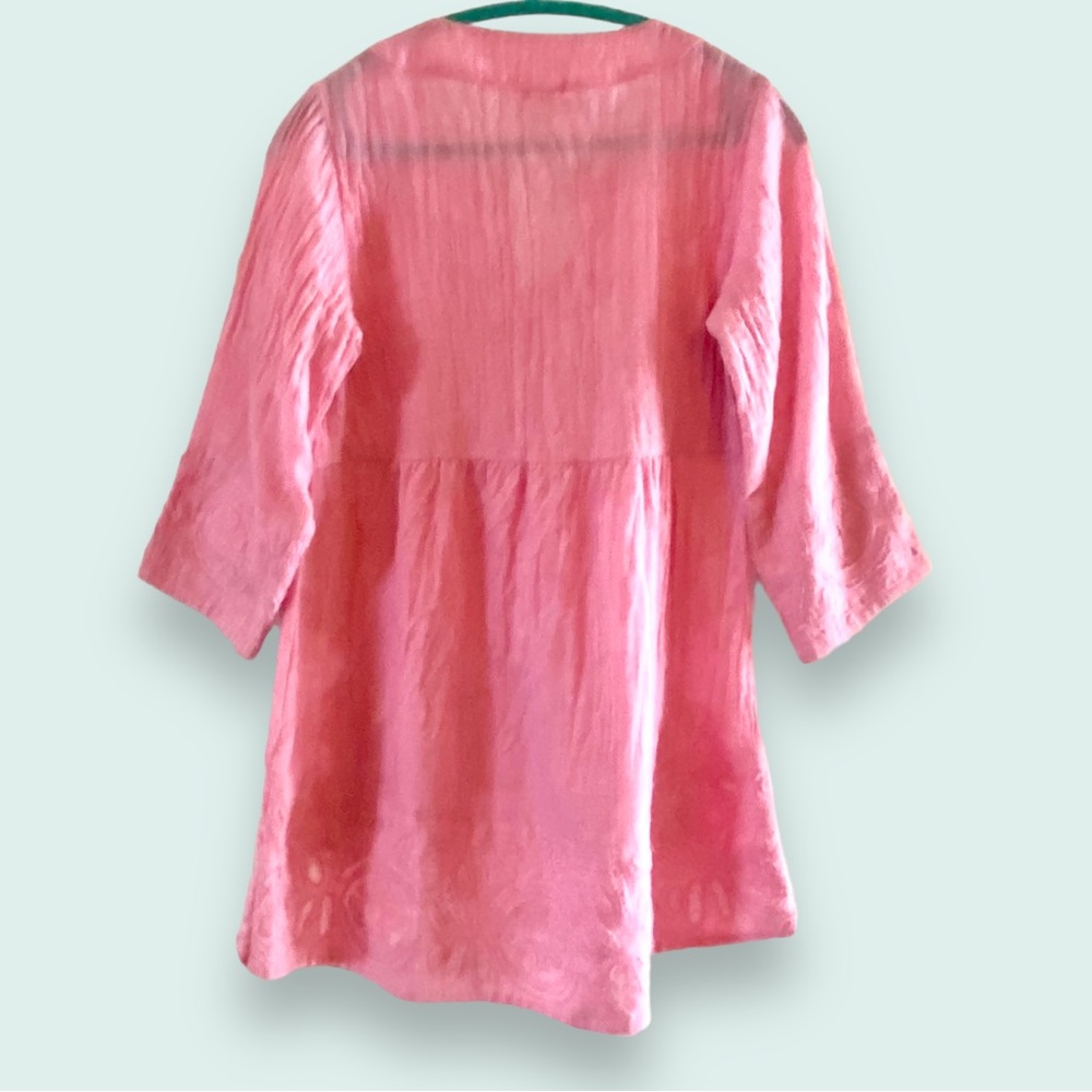 Sundance Pink Sunwashed Embroidered High Low V-Neck Tunic SZ M - Picture 2 of 12
